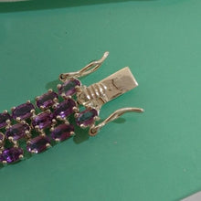 Load image into Gallery viewer, Sterling Silver + Amethyst 3 Row Bracelet