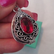 Load image into Gallery viewer, Garnet + Sterling Silver 925 Prayer Pill Poison Secret Box Pendant