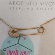 Load image into Gallery viewer, Argento Vivo Sterling Silver 18kt Gold Plated Safety Pin Station Necklace
