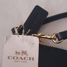Load image into Gallery viewer, Coach Crossgrain Leather Corner Zip Wristlet, IM/Midnight