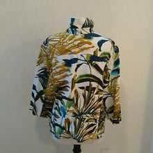 Load image into Gallery viewer, Chico's Women's Multicolor Linen Jacket w/ 3/4 sleeves + dual collar, Size 3