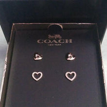 Load image into Gallery viewer, Coach Heart Stud Earrings Set, 2 pair
