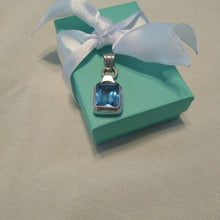 Load image into Gallery viewer, Cushion cut 10ct London Blue Topaz in Sterling Silver 925 Pendant