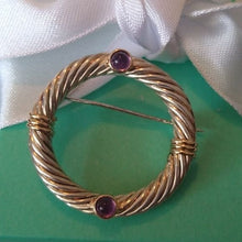 Load image into Gallery viewer, Cable Classic 925 + 14k W/ Amethysts Brooch
