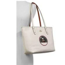 Load image into Gallery viewer, Coach x Disney 38691 City Zip Tote in Pebbled Leather, Minnie Mouse Patch, Chalk