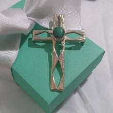 Load image into Gallery viewer, Sterling Silver+ Malachite Openwork Cross Pendant / Brooch Pin
