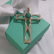 Load image into Gallery viewer, Sterling Silver+ Malachite Openwork Cross Pendant / Brooch Pin