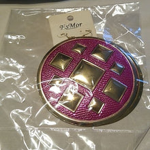 Load image into Gallery viewer, Gold + Fuchsia Large Round Earrings, 4"