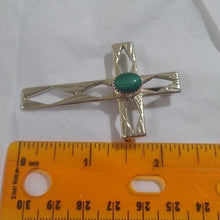 Load image into Gallery viewer, Sterling Silver+ Malachite Openwork Cross Pendant / Brooch Pin