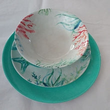 Load image into Gallery viewer, Melamine Sea Life Starfish Salad Plate, Turquoise Dinner Plate and matchin…