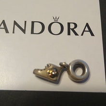Load image into Gallery viewer, Pandora Two Tone Baby Girl Shoe 790403 Sterling Silver 14 kt Gold ALE
