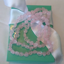 Load image into Gallery viewer, Vintage Handknotted Cubic Rose Quartz Necklace, 30"
