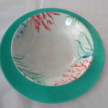 Load image into Gallery viewer, Melamine Sea Life Starfish Salad Plate, Turquoise Dinner Plate and matchin…