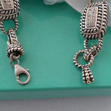 Load image into Gallery viewer, Samuel B Diamond Pave PLAGA Bracelet, Sterling Silver 925 + 14kt Gold