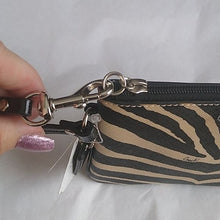 Load image into Gallery viewer, Coach F51099 Zebra Print Small Wristlet, SV/Black