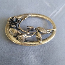 Load image into Gallery viewer, Vintage Danecraft Oval Rose Brooch 925 Sterling Silver