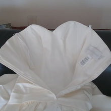 Load image into Gallery viewer, David's Bridal Strapless Satin A- Line Wedding Dress w/Ruching, MB3651, Ivory, 4