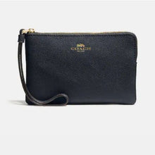 Load image into Gallery viewer, Coach Crossgrain Leather Corner Zip Wristlet, IM/Midnight