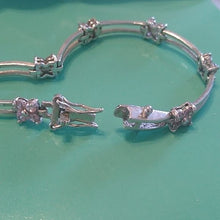 Load image into Gallery viewer, 925 Sterling Silver + Pink stones Flower Bracelet, 7&quot;
