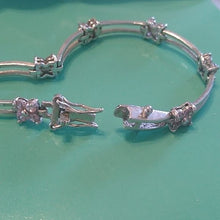 Load image into Gallery viewer, 925 Sterling Silver + Pink stones Flower Bracelet, 7"