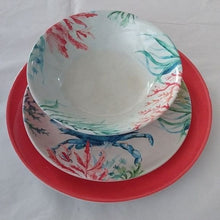 Load image into Gallery viewer, Melamine Sea Life Blue Crab Salad Plate, Coral Dinner Plate and match…