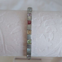 Load image into Gallery viewer, DJB 925 Sterling Silver Multicolor Stones Rainbow Tennis Bracelet 7" with safety