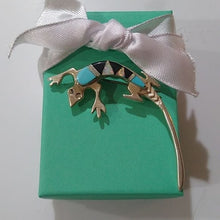 Load image into Gallery viewer, Vtge Navajo Wilbur Muskett Jr. Multi Stone Inlay Sterling Silver Lizard Brooch