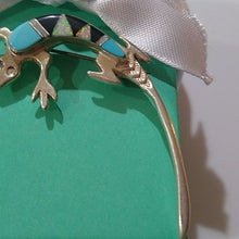 Load image into Gallery viewer, Vtge Navajo Wilbur Muskett Jr. Multi Stone Inlay Sterling Silver Lizard Brooch