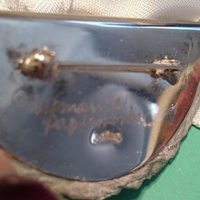 Load image into Gallery viewer, Vintage Signed Submarine Paperworks Mixed Media + Sterling Silver Beaded Brooch