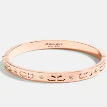 Load image into Gallery viewer, Coach Kissing C Hinged Bangle Bracelet, Rose Gold
