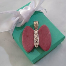 Load image into Gallery viewer, Vintage Carolyn Pollack Relios Butterfly Pendant Sterling Silver & Rhodochrosite