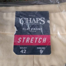 Load image into Gallery viewer, Chaps Men’s Flat Front Stretch Shorts 100% Cotton Washed Twill Chino, Yellow, 42