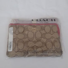 Load image into Gallery viewer, Coach Outline Signature Corner Zip Wristlet F58033 Khaki/True Red