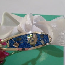 Load image into Gallery viewer, Alpaca Silver Tone Mexico Crushed Turquoise + Abalone Shell Inlay Cuff Bracelet