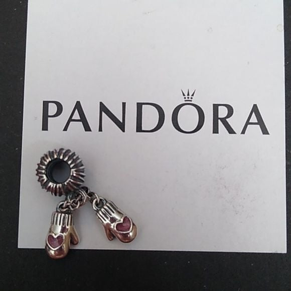 Pandora Winter Mittens Dangle Bead Charm Sterling Silver ALE 791181