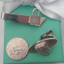 Load image into Gallery viewer, Vintage Master Lock Co. Promo Employee Tie Bar  1960&#39;s Padlock, Set of 2
