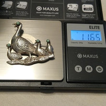 Load image into Gallery viewer, Vintage Silver Mama Duck + 3 Ducklings with Turquoise Eyes Brooch Mexico, 11.65g
