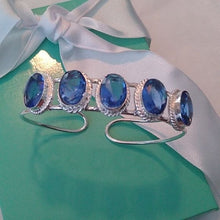 Load image into Gallery viewer, Swiss Blue Topaz + Sterling Silver 925 Bangle Bracelet