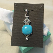 Load image into Gallery viewer, Turquoise + Baby Blue Topaz Sterling Silver 925 Pendant, 2&quot;
