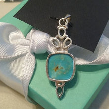 Load image into Gallery viewer, Turquoise + Baby Blue Topaz Sterling Silver 925 Pendant, 2"