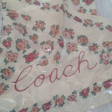 Load image into Gallery viewer, Coach Essential Tea Rose Silk Diamond Scarf, Chalk