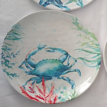 Load image into Gallery viewer, Melamine Sea Life Salad Plates: Starfish, Seahorse, Blue Crab, Sea Turtle, Set 4
