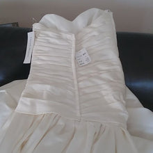 Load image into Gallery viewer, David's Bridal Strapless Satin A- Line Wedding Dress w/Ruching, MB3651, Ivory, 4