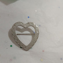Load image into Gallery viewer, Vintage Lamode 925 Sterling Silver Etched Open Heart Brooch