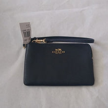 Load image into Gallery viewer, Coach Crossgrain Leather Corner Zip Wristlet, IM/Midnight