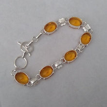 Load image into Gallery viewer, Citrine + Sterling Silver Chain Toggle Bracelet, up to 8"