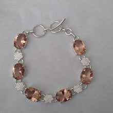 Load image into Gallery viewer, Morganite + Sterling Silver Chain Toggle Bracelet, up to 8"