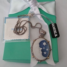 Load image into Gallery viewer, Samuel B Benham Mystic Man In The Moon SS 925 + 18kt Gold Carved Cameo Necklace