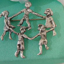 Load image into Gallery viewer, Vintage Sterling Silver Ring Around the Rosie, Circle of Friends Brooch Pin