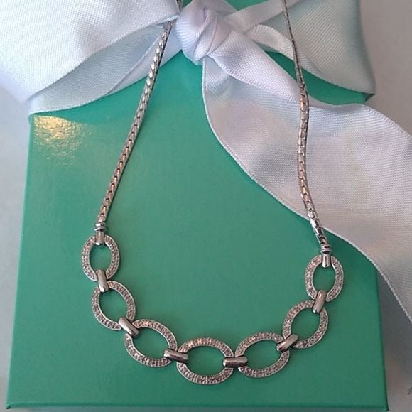 Diamond 925 Flat Oval Link Chain Necklace Heng Ngai HN Hong Kong Designer